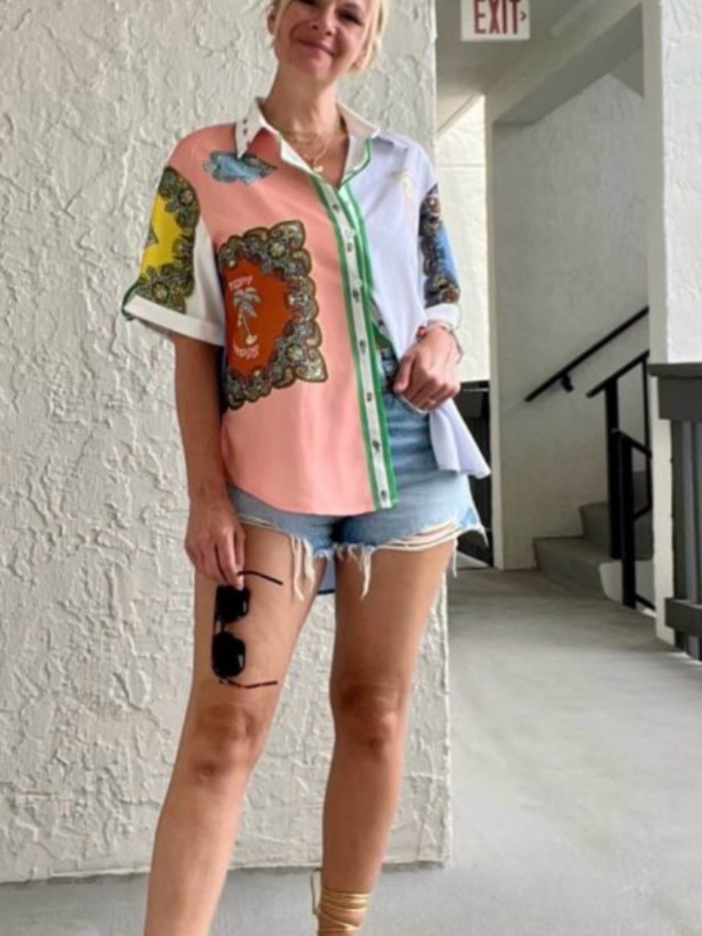 Unbranded- Trippy- Troppo print shirt boho- tropical, boho-resort- festival, Med